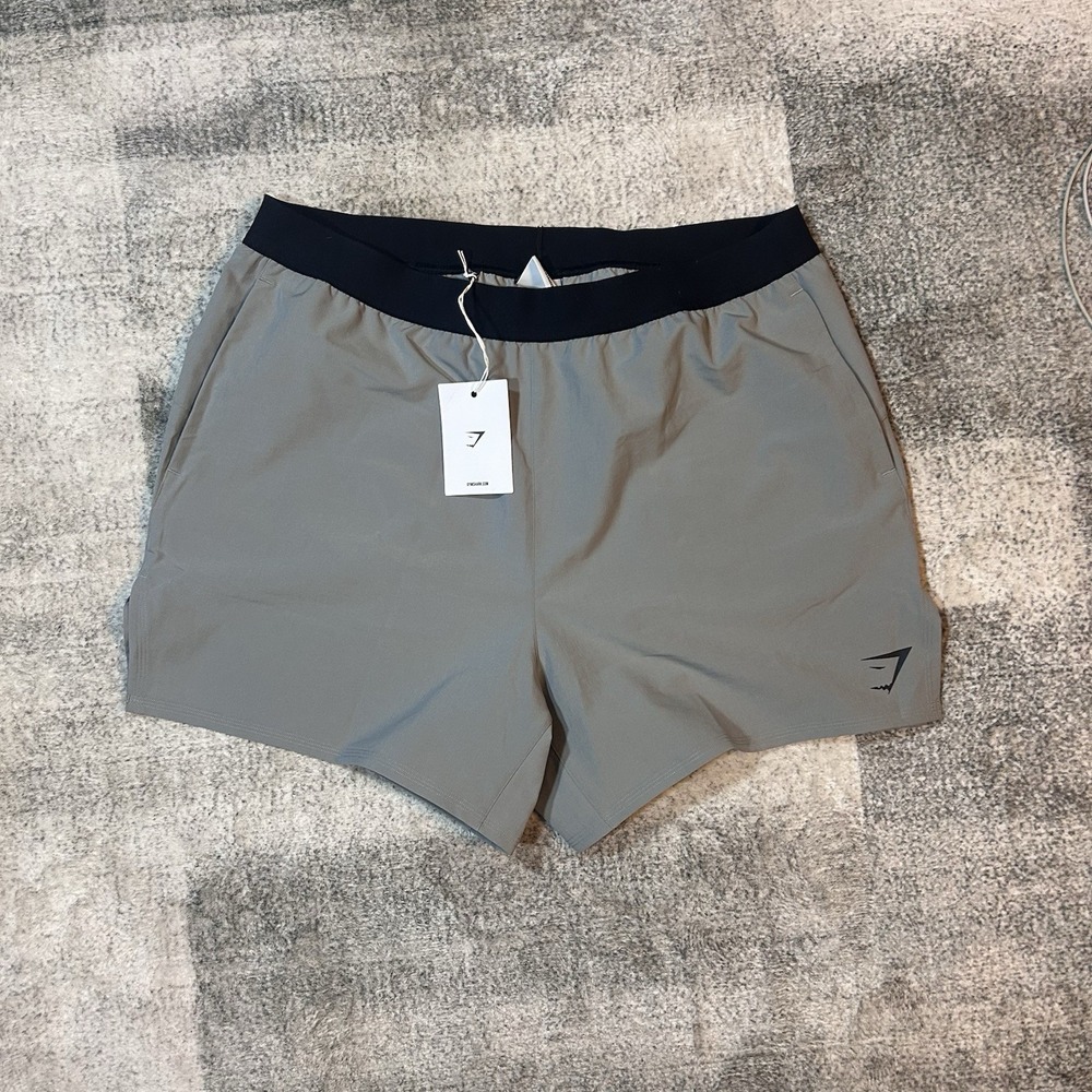 Essential Lightweight‎ Grey And Black Logo Gymshart Athletic Gym Shorts Size XL